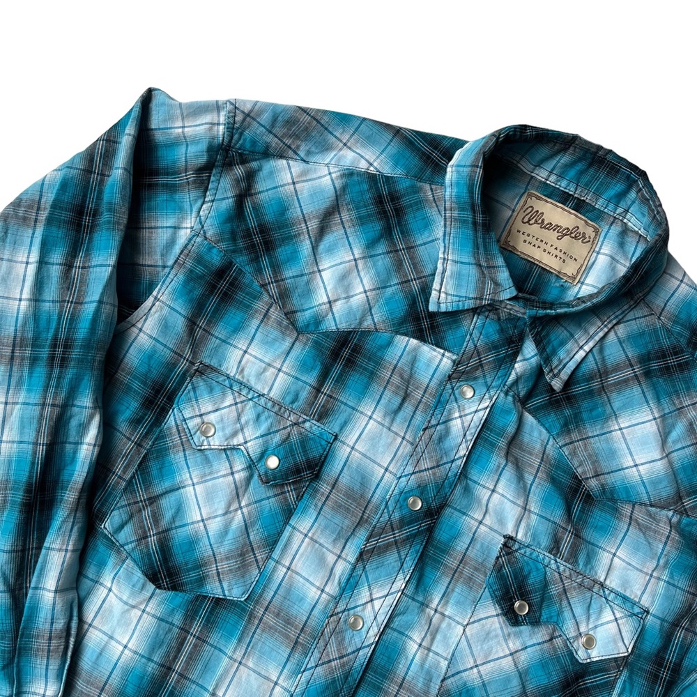 Wrangler Western Fashion Snap Shirts Long Sleeve Plaid Vtg XXL (est.size)